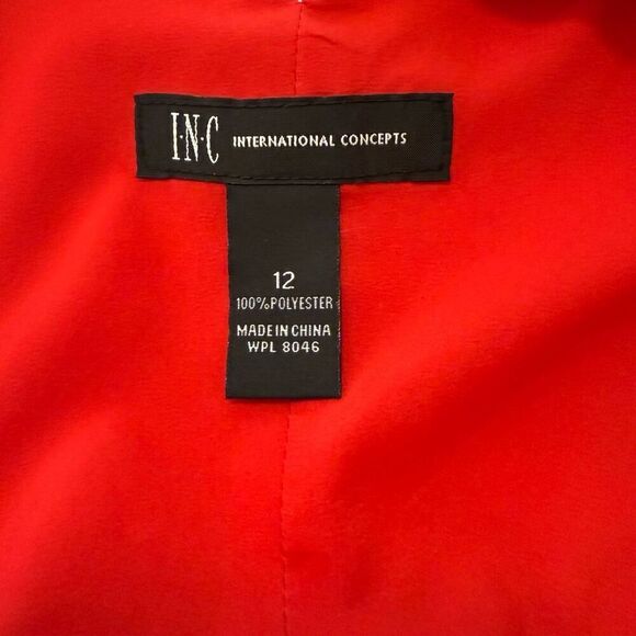 INC Red & Pink Asymmetrical Hem Ruffled Midi Dress Sz 12, Soft Girl, Ethereal - Picture 9 of 15